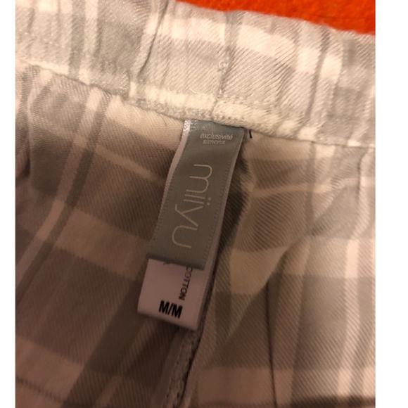 Light gray lounge cottage cabin style plaid check pants NWT - Picture 6 of 8